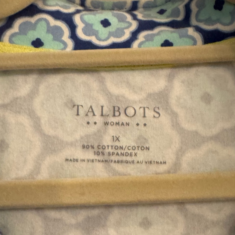Talbots Light Blue Patterned Quarter-Zip Pullover… - image 4